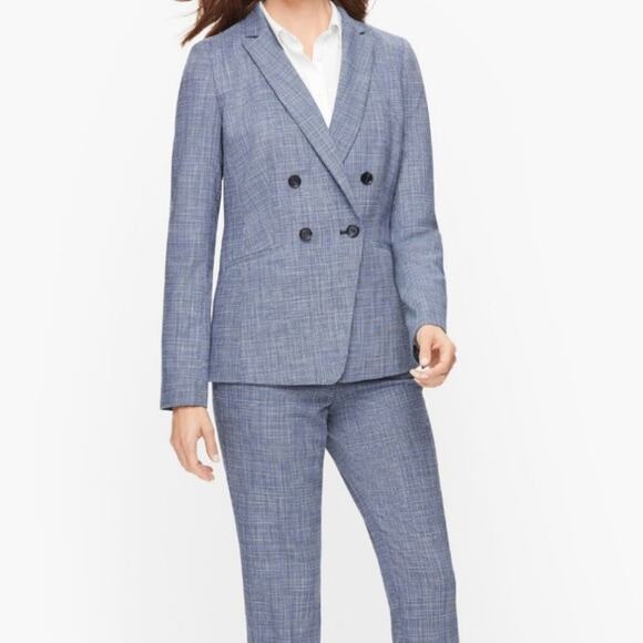 NEW TALBOT Double Tweed Blue Button Businss Casaul Blazer Jacket SZ 12 - Picture 3 of 7
